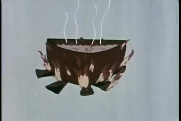 Cauldron on open fire — Stock Video