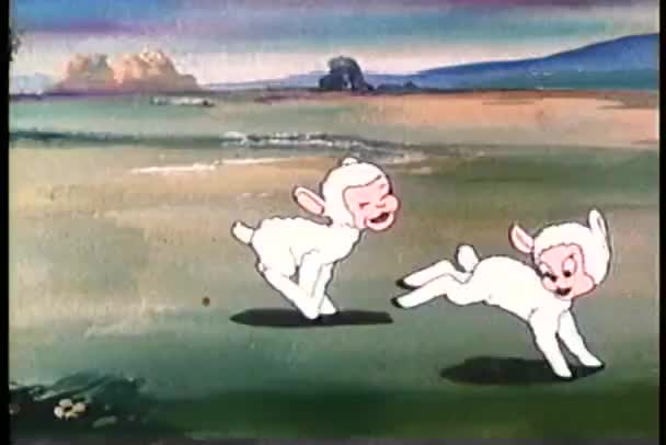 Dibujos animados de corderos felices retozando — Vídeos de Stock