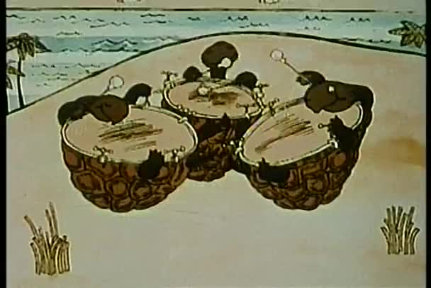 Tres tortugas tocando tambores en sus conchas — Vídeos de Stock