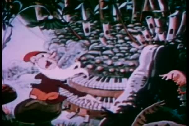 Hombre tocando el piano usando sus manos, barba y pies — Vídeos de Stock