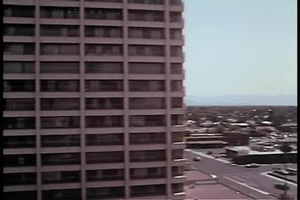 Aerial view of Las Vegas parking lot in the 1970s — Stock Video