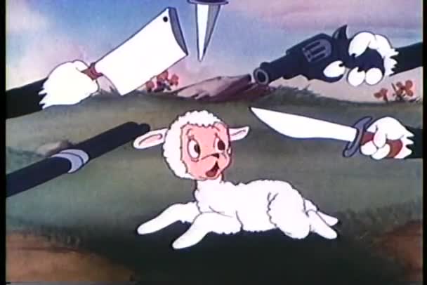 Lamb'in başında karikatür silah çekti — Stok video