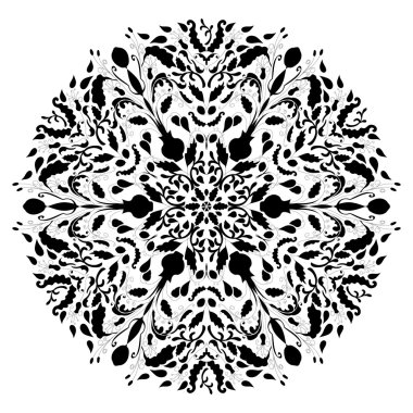 tek renkli siyah beyaz dantel süs vektör