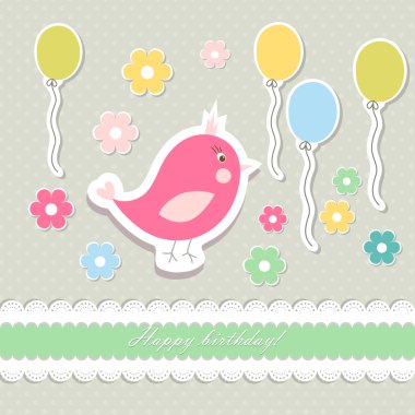 Vintage doodle kuş için vektör çerçeve