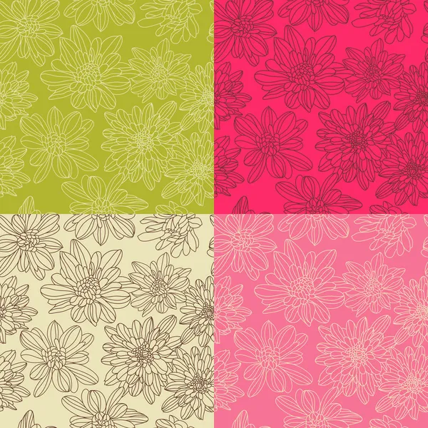 Set of beautiful floral season seamless — Stock Vector