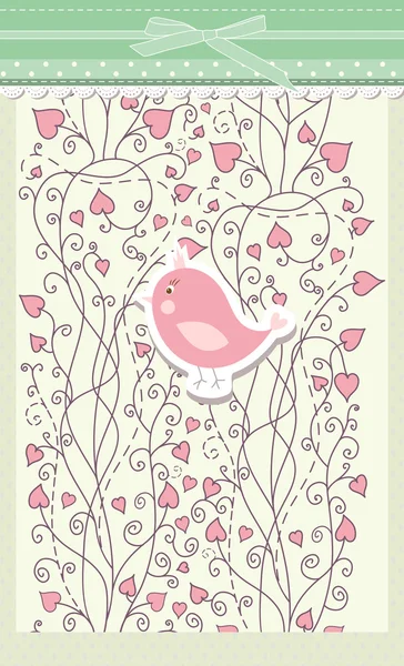 Card for valentine day with bird vector — Stock Vector