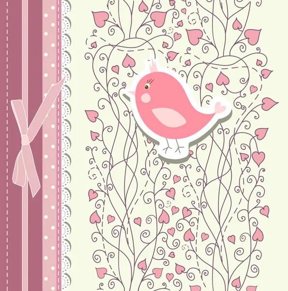 Kaart voor dag van de Valentijnskaart met vogel vector — Stockvector