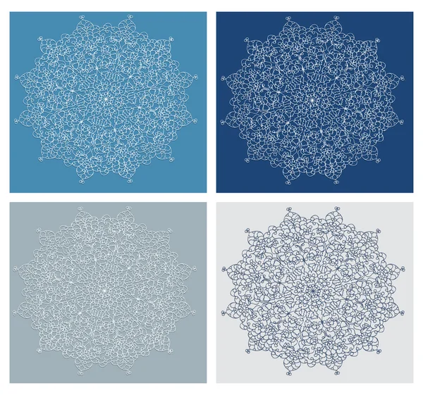 Set of vintage snowflake on blue background vector — Stock Vector