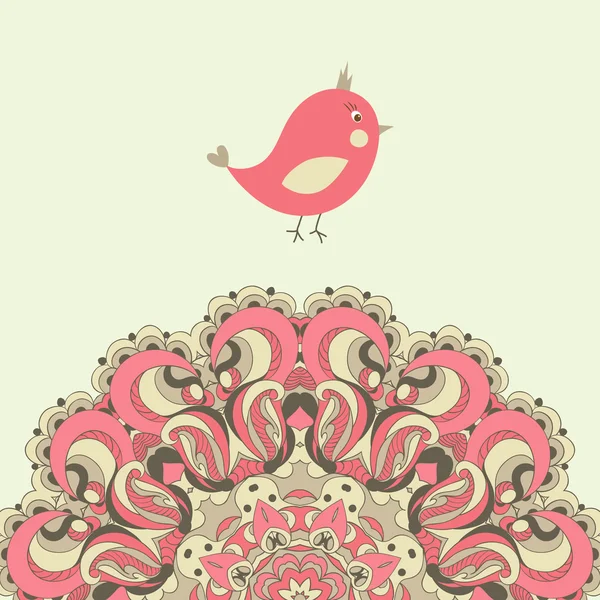 Belle carte avec vecteur oiseau — Image vectorielle