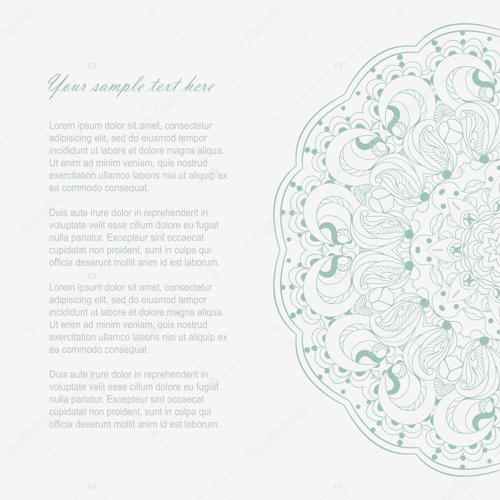 Beautiful winter color lace ornament for card vector
