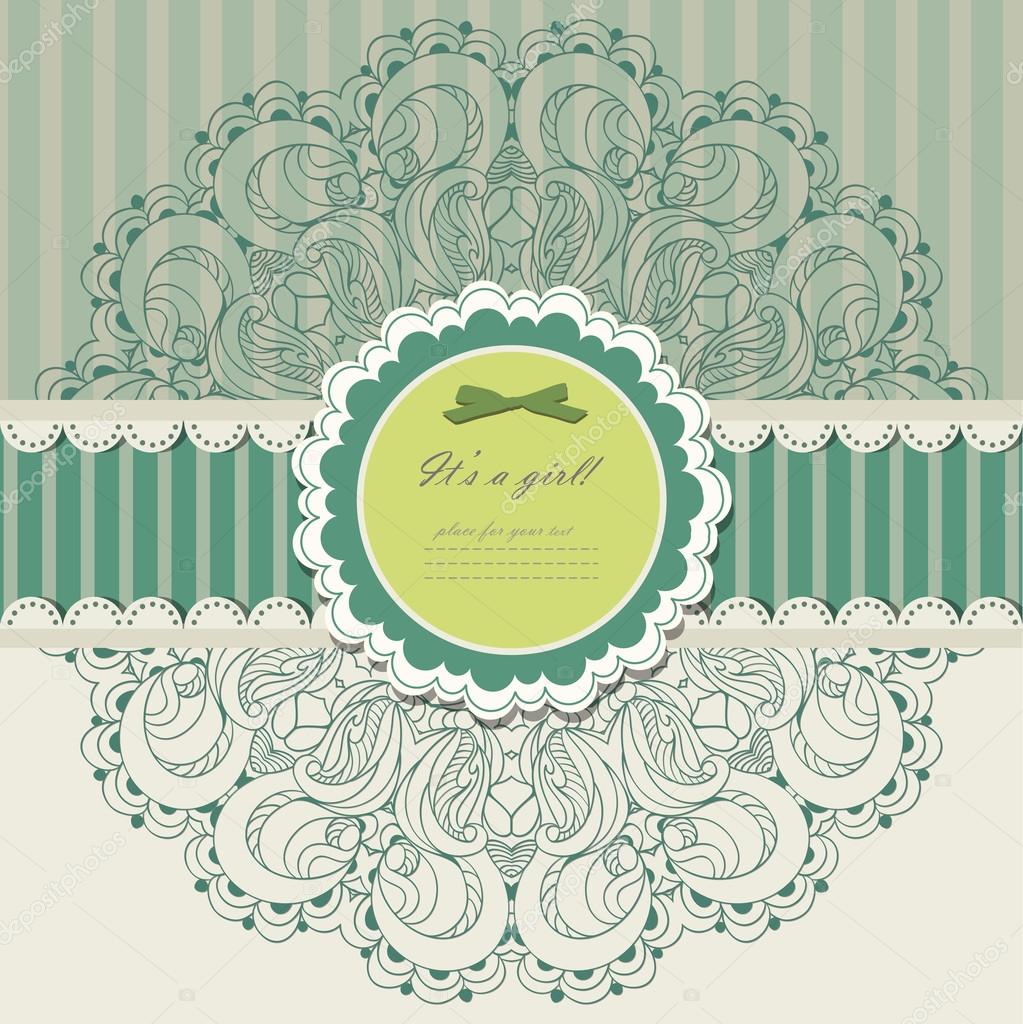 Vintage invitation with lace vector