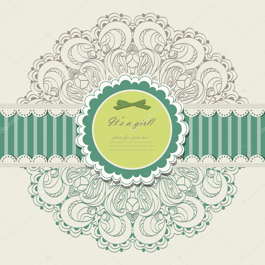 Vintage invitation with lace vector