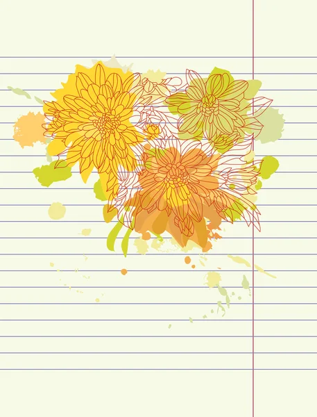 Dessin à la main automne fleurs vecteur — Image vectorielle