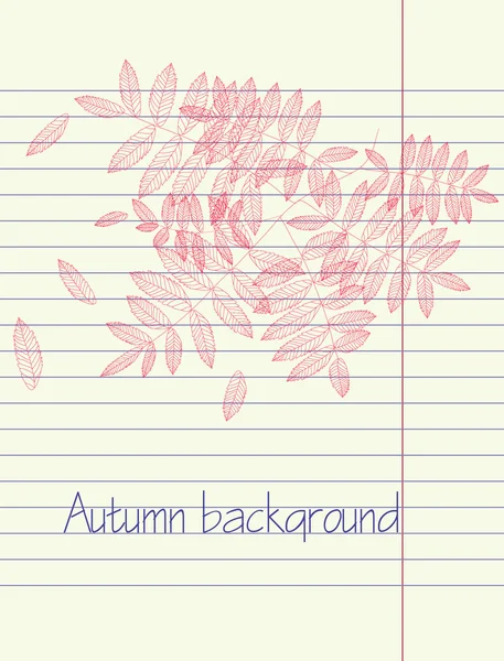 Dibujo a mano otoño hoja vector — Vector de stock