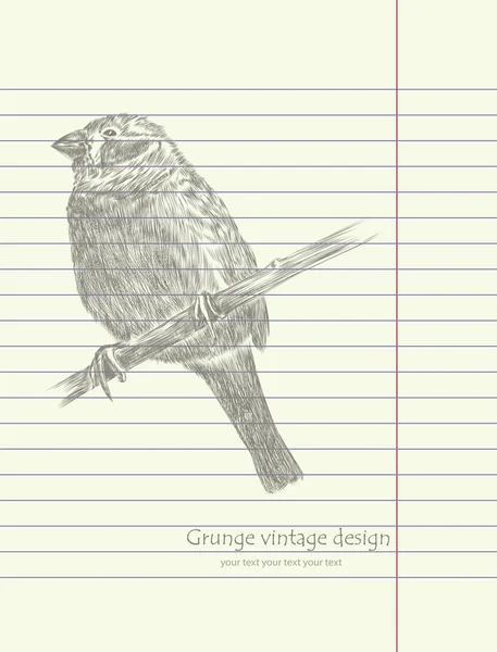 Hand tekening schets vogel vector — Stockvector