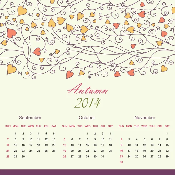 Calendario de 2014 año vector — Vector de stock