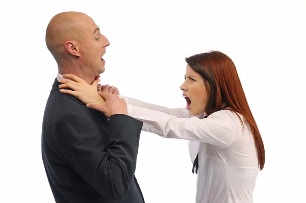 Hombre y mujer luchando —  Fotos de Stock