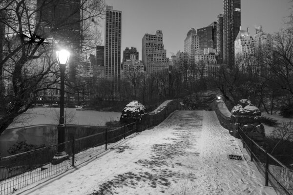 Central Park, New York City Gapstow bridge after snow storm