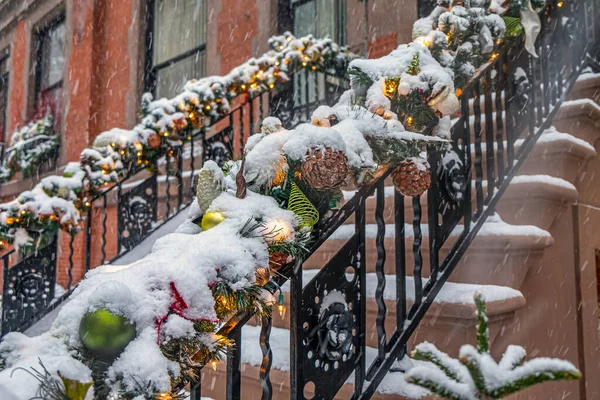 New York City Winter Sneeuwstorm Aan Upper East Side — Stockfoto