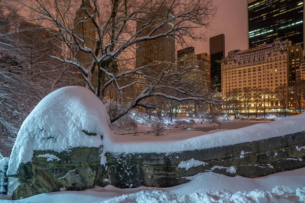 Gapstow Bridge Central Park Nyc Sneeuwstorm — Stockfoto