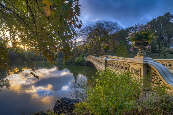 Bow Bridge Central Park New York City Konci Podzimu — Stock fotografie