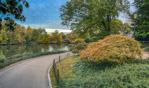 Sonbaharda Central Park Taki Gapstow Köprüsü Nde Sonbahar Kabarması — Stok fotoğraf