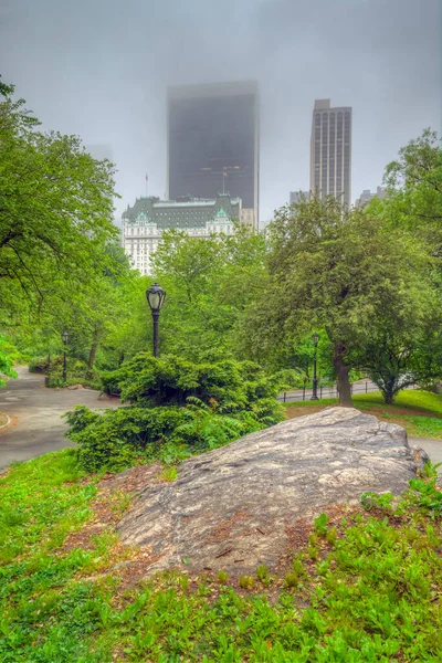 Plaza Hotel Okraji Central Parku New York City Mlhavé Časné — Stock fotografie