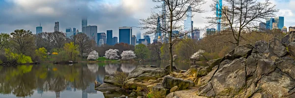 Primavera Central Park Nueva York Lago Por Mañana Temprano — Foto de Stock