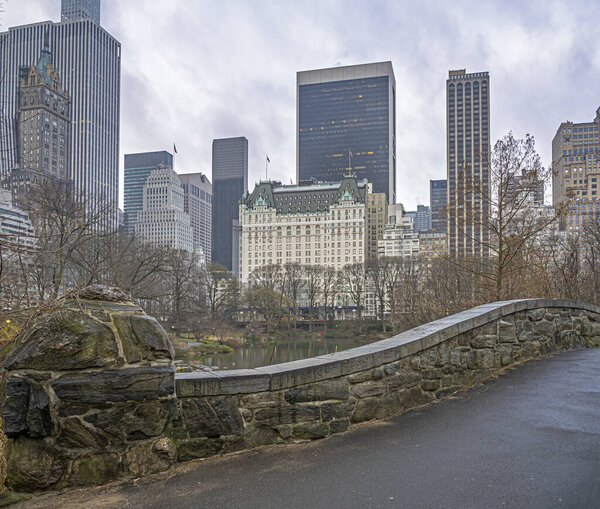 Gapstow Bridge in Central Park in early spring
