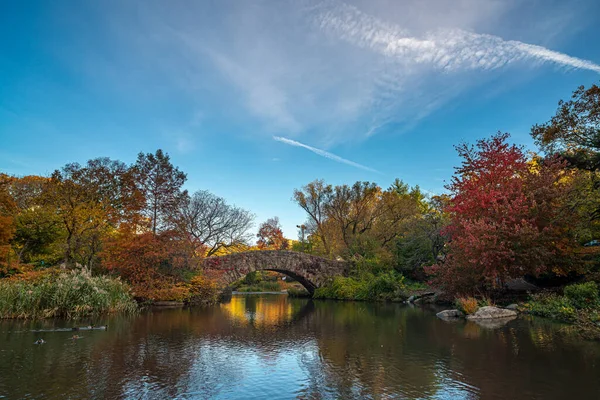 Puente Gapstow Central Park Otoño Temprano Mañana Con Nubes — Foto de Stock