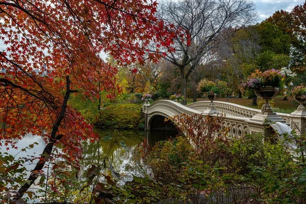 Bow Bridge Central Park New York City Late Autumn — стоковое фото
