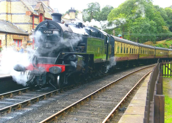 Steam Train Waits in Station — Stock Photo, Image