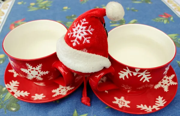 Two red cups for Christmas — Stock Photo, Image