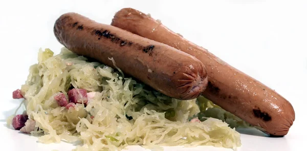 Sausage and sauerkraut — Stock Photo, Image