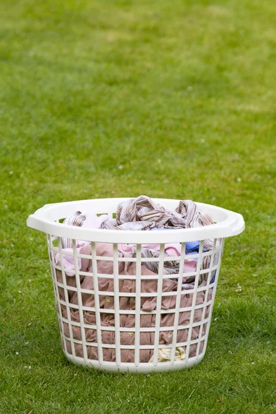 Wassen mand op gras — Stockfoto