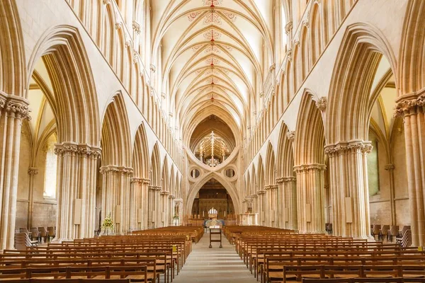 Wells Reino Unido Octubre 2011 Dentro Nave Catedral Wells Con — Foto de Stock