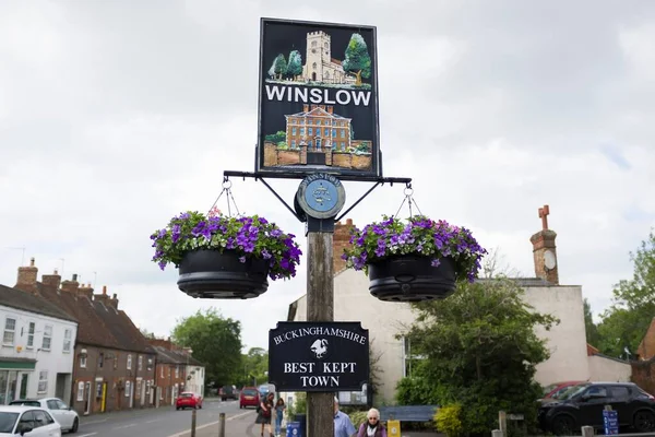 Winslow Royaume Uni Juin 2021 Panneau Traditionnel Marché Winslow Attribué — Photo