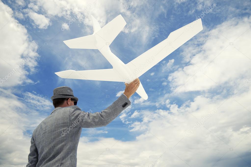 Entrepreneur Businessman Sends White Airplane Into Sky
