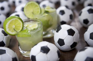 Two Fresh Lime Caipirinhas Brazilian Soccer clipart