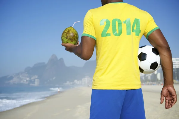 Fútbol Brasileño Jugador de Fútbol con Camisa 2014 Rio Imagen de archivo