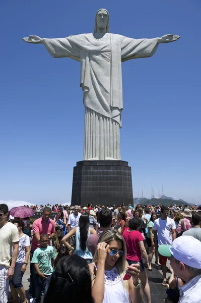 Multitudes turísticas Turismo en Corcovado Rio Brasil Imagen de archivo