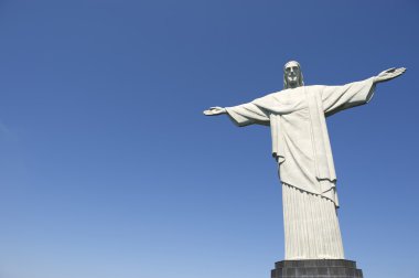 Corcovado İsa kurtarıcı mavi gökyüzü yatay