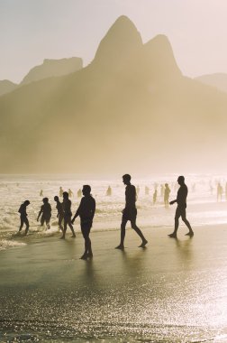 Sunset beach Ipanema rio de janeiro Brezilya siluetleri