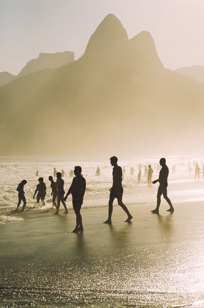 Sunset Beach Silhouettes Ipanema Rio de Janeiro Brazil