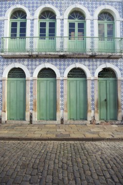 Portuguese Brazilian Colonial Architecture Azulejos Sao Luis Brazil clipart