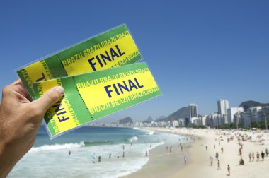 Tickets to Football Soccer Final at Copacabana Beach Rio Brazil clipart