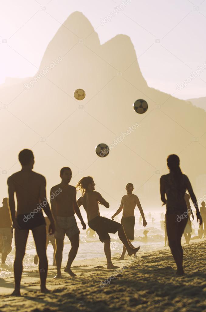 Carioca Brazilians Playing Altinho Futebol Beach Football