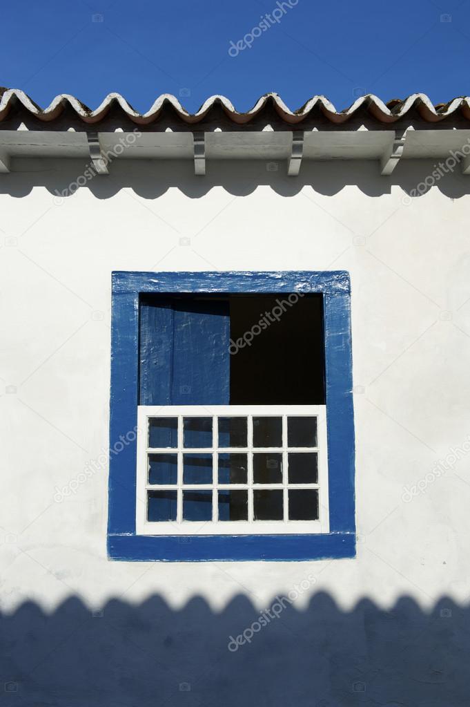 Brazilian Colonial Architecture Open Blue Window