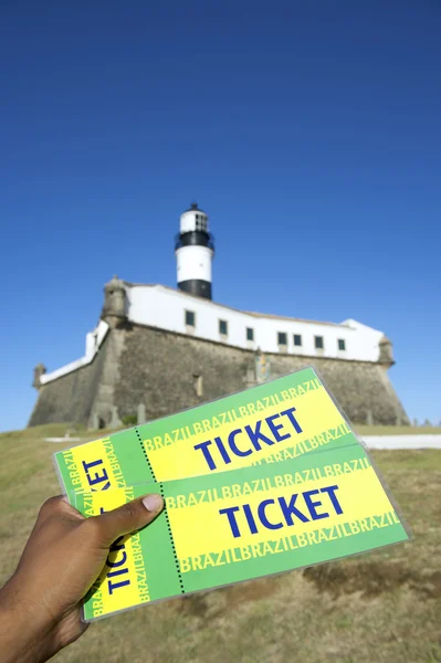 Bilhetes de mão brasileiros Farol da Barra Salvador Brasil — Fotografia de Stock