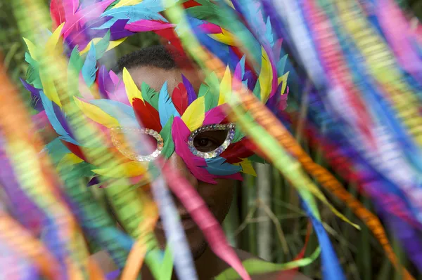Colorful Rio Carnival Brazilian Man in Mask — Stock Photo, Image